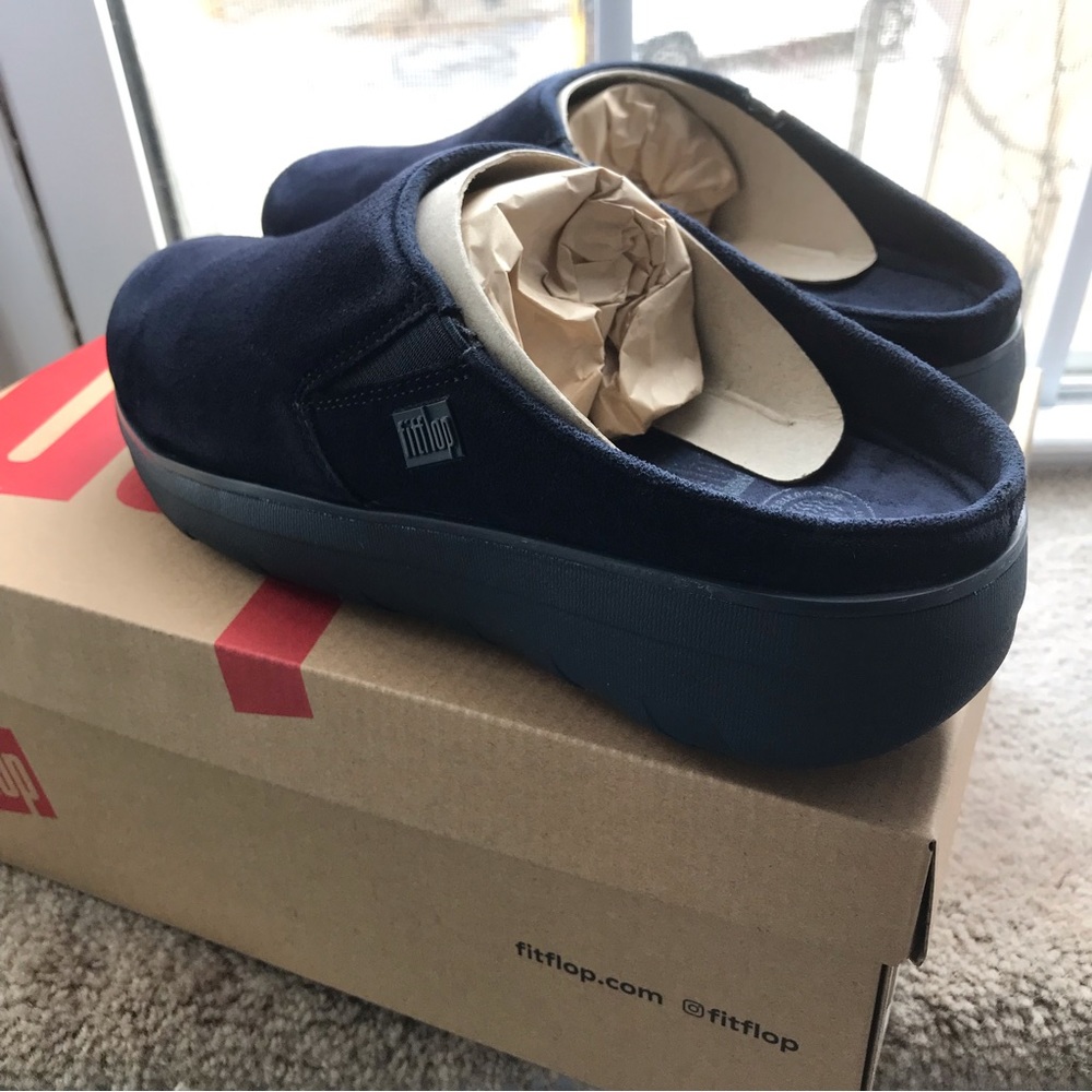 Fitflop Navy Blue Slip-On Clog Mules